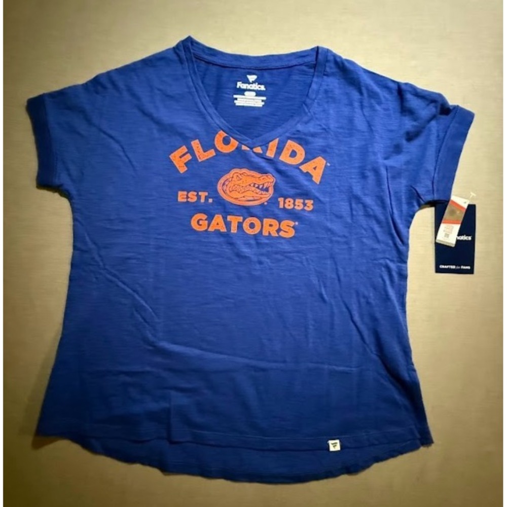 Florida Gators Fanatics Football Jersey Women's V-Neck Small Blue Short Sleeve
